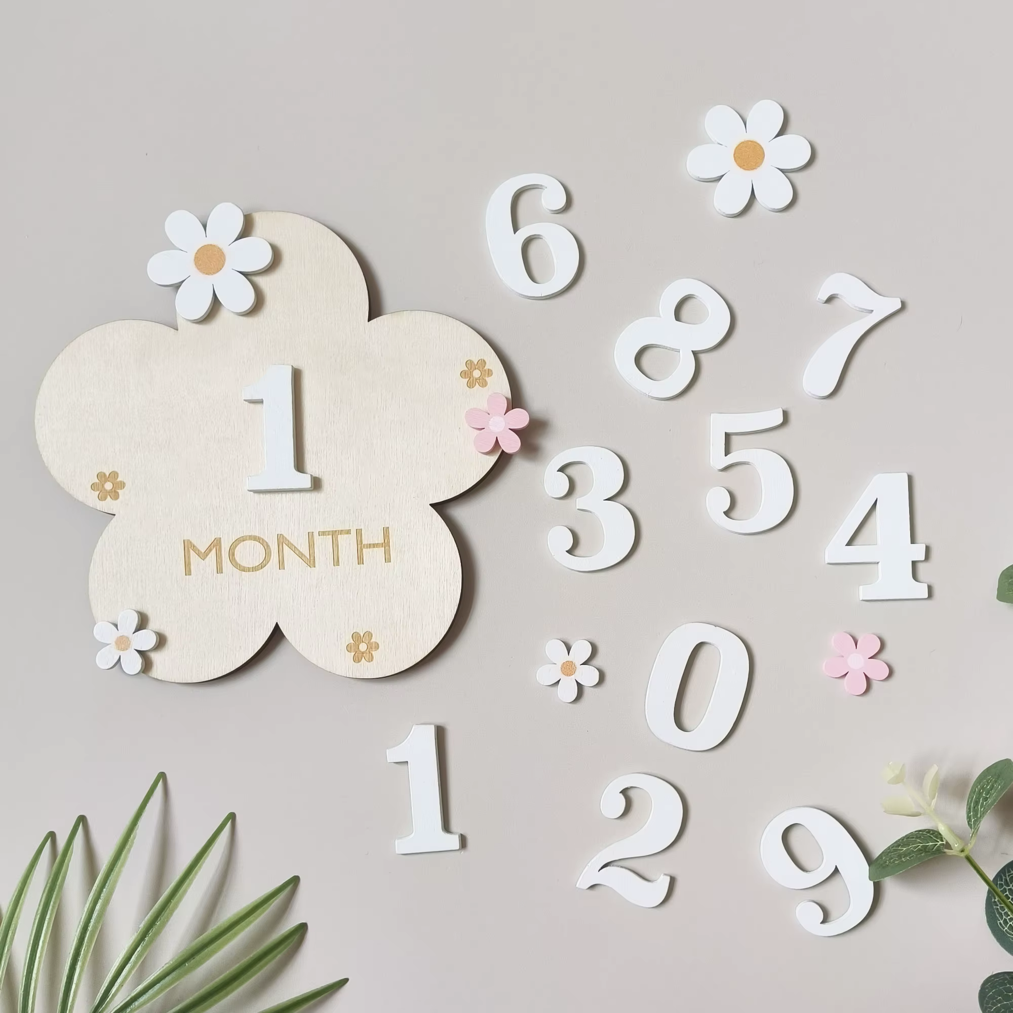 Wooden Floral Baby Milestone Cards
