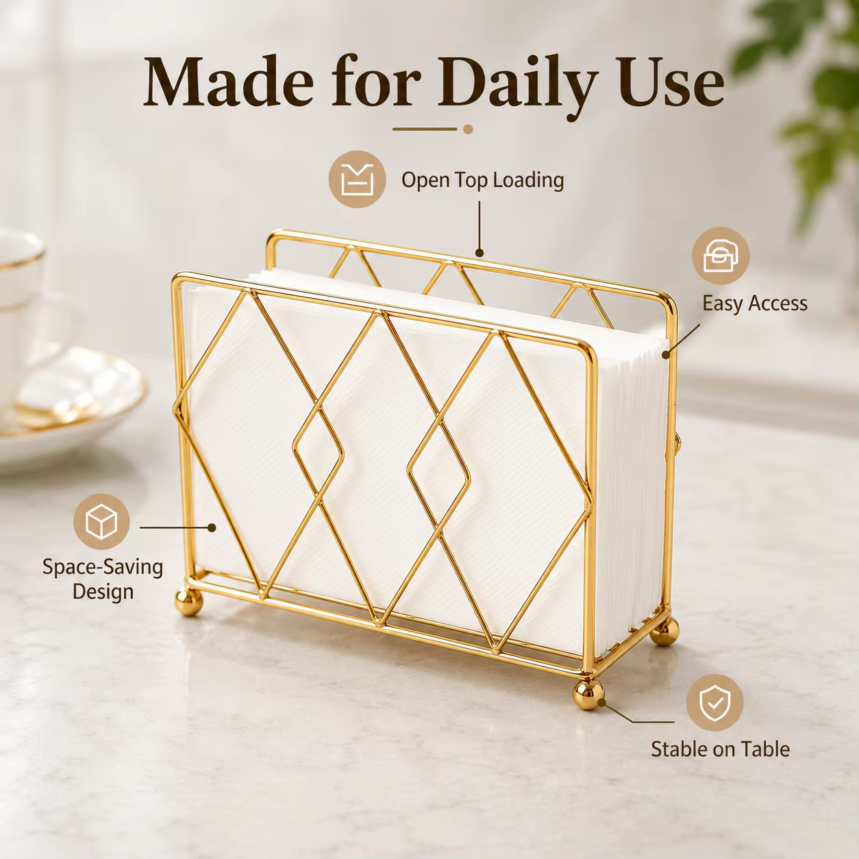 Gold Metal Napkin Holder