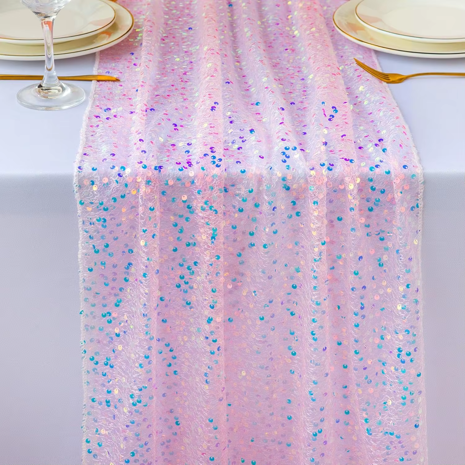 Iridescent sequin table runner – Lilvelle Chanukah party finds