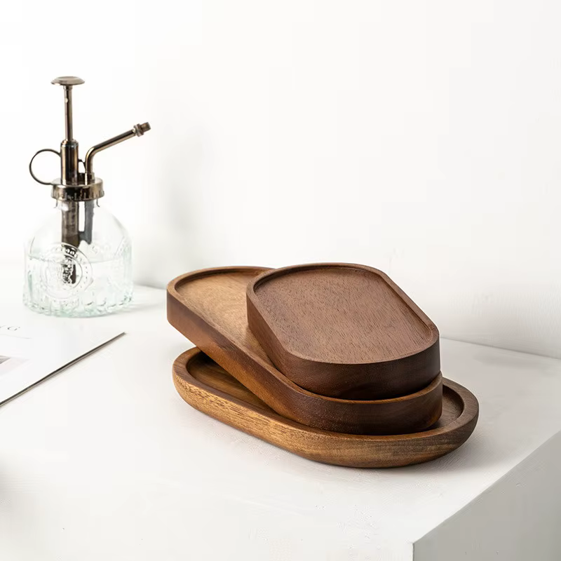 Natural wood serving trays