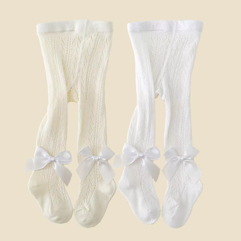 Cable Knit Bow Baby Tights