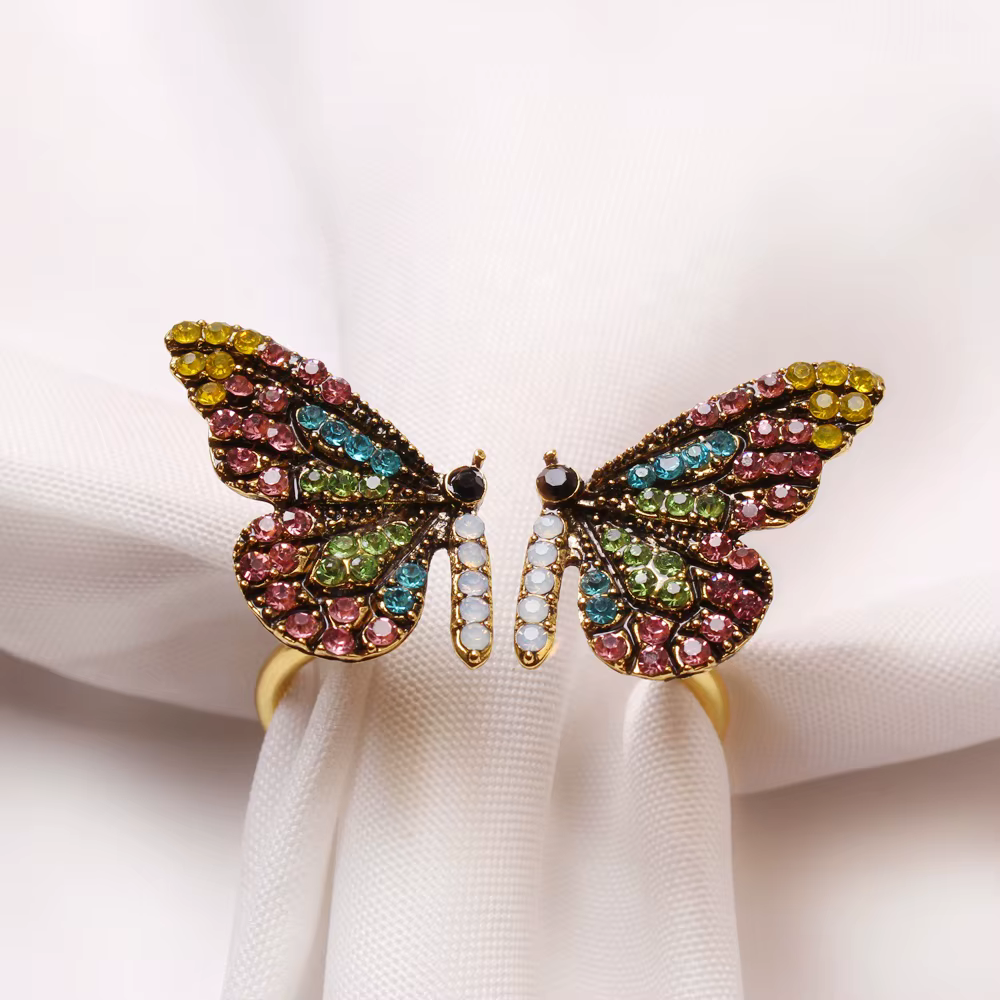 Butterfly Crystal Napkin Rings – 6 Pack