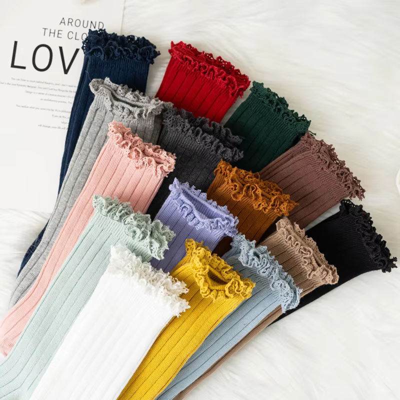 Ruffle Flower Knee Socks