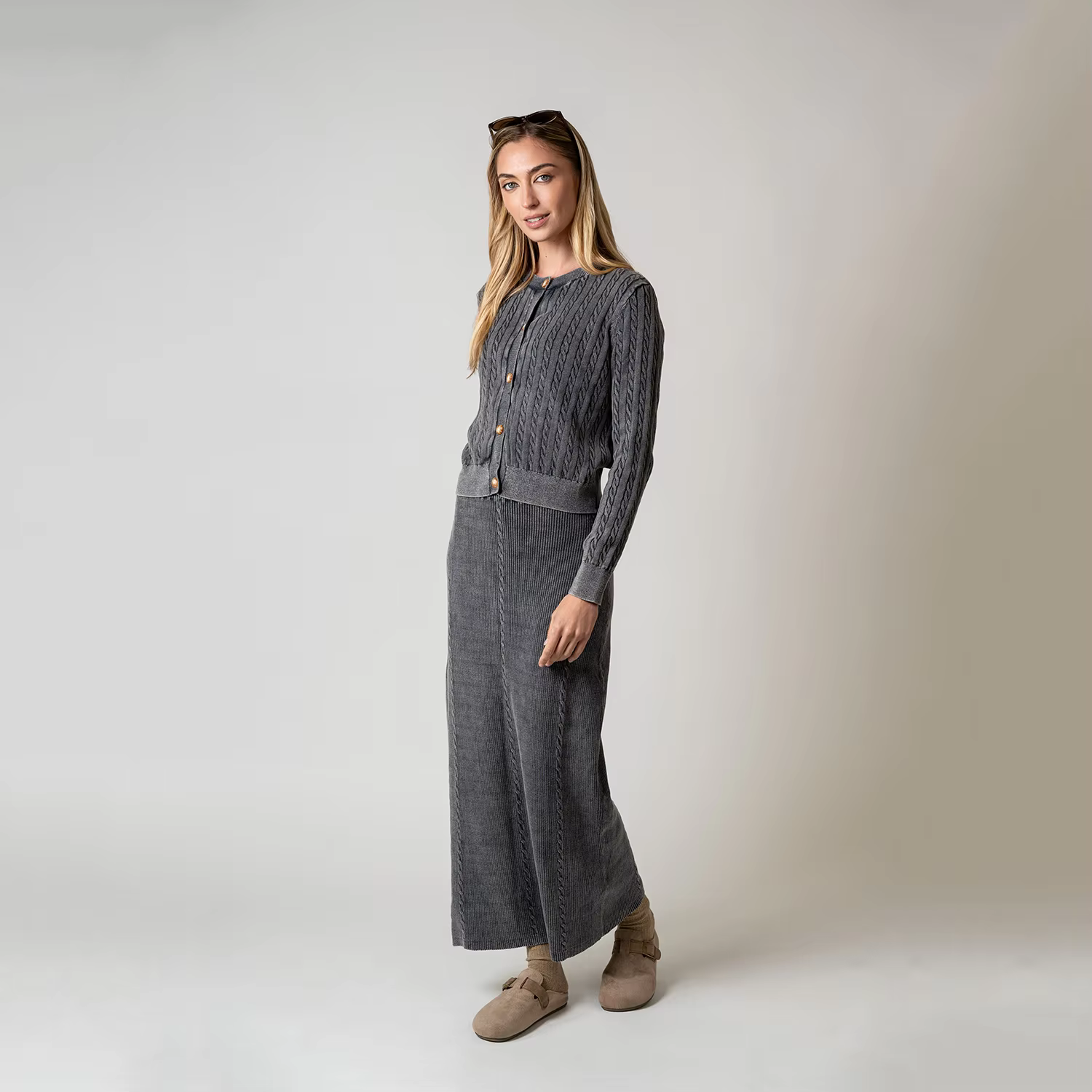Gray Navy Cardigan