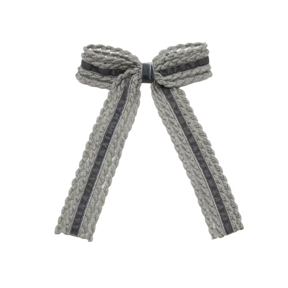 Wool Knit Velvet Bow Headband Large Hair Clip