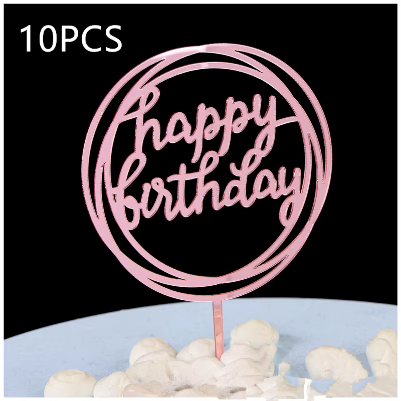 Rose Gold Happy Birthday Topper