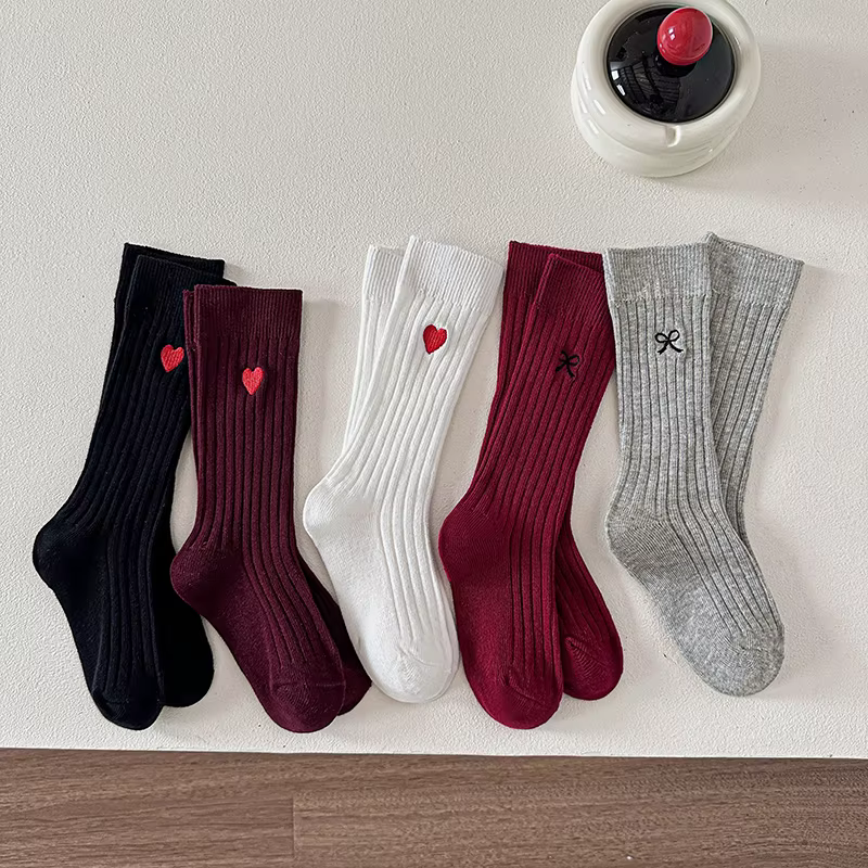 2Pairs/Lot Girls' Socks Spring And Autumn Red Series Long