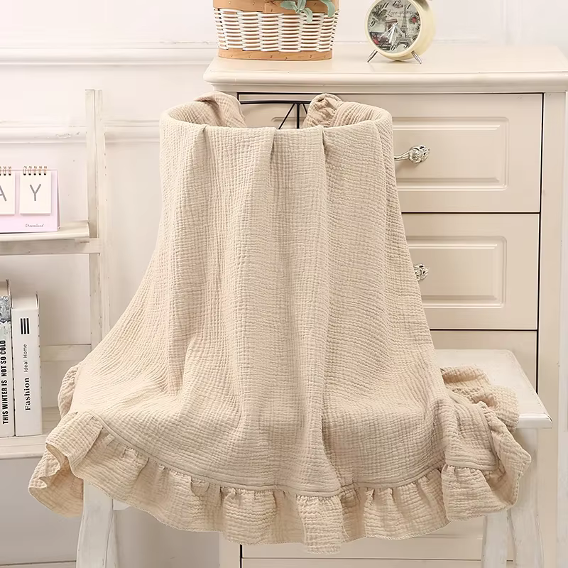 Ruffle Muslin Baby Blanket