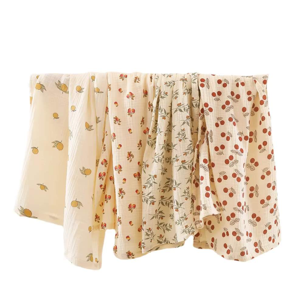 Cotton Swaddle Blanket Baby Blanket Floral Print Muslin