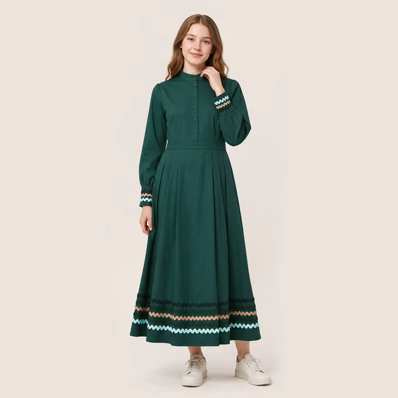 Linen Ribbon-Trim Teens' Dress from Yibebe on AliExpress