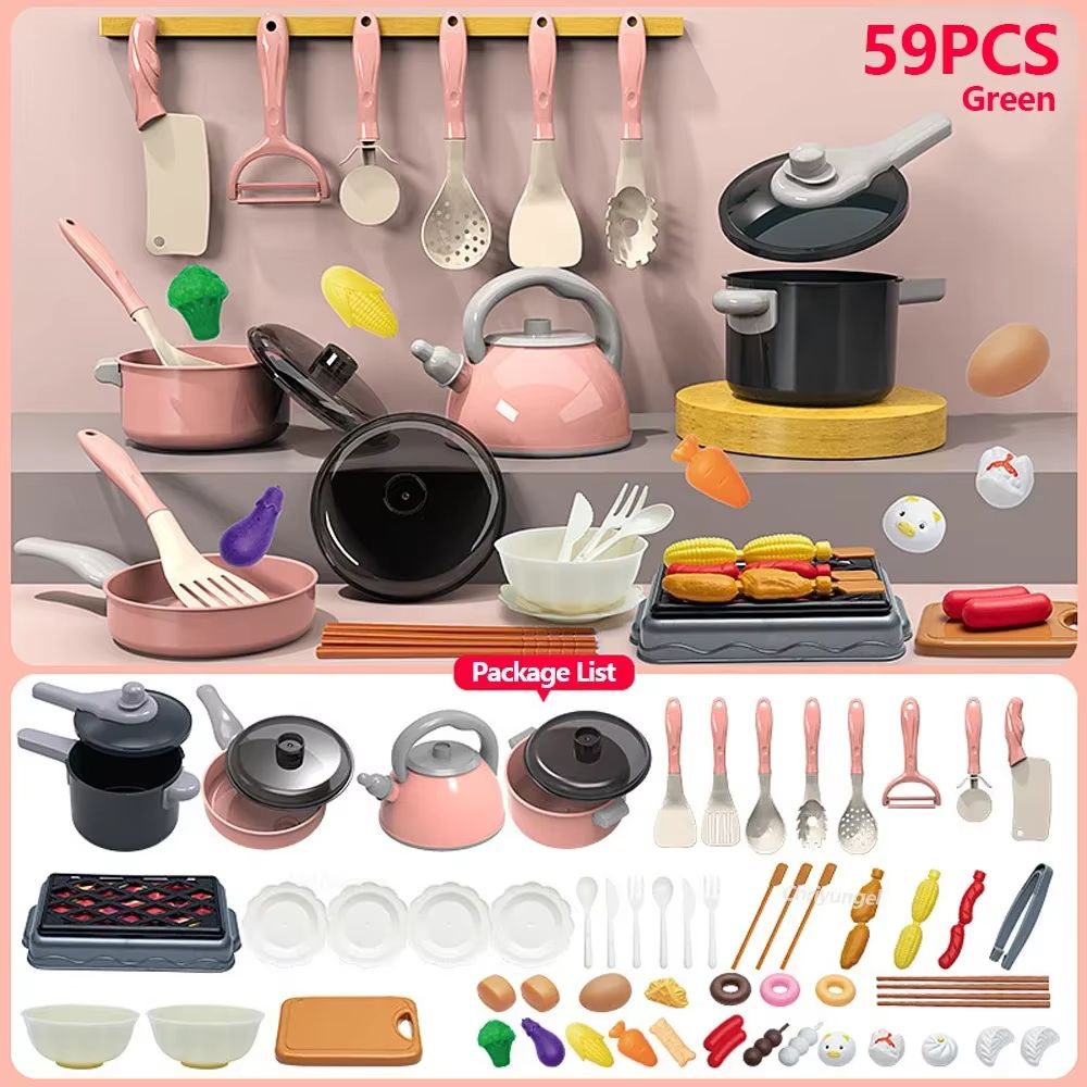 Play Kitchen Accessories Set (59 pcs) – Pink