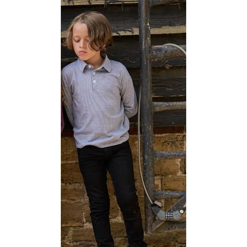 The Velour Collection – Grey-BoysStripedPolo