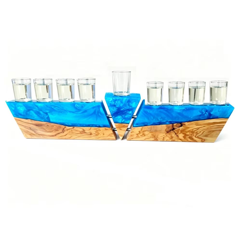 Olive Wood & Resin Chanukah Menorah