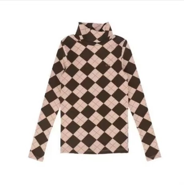 Kids' Brown Argyle Roll-Neck Top