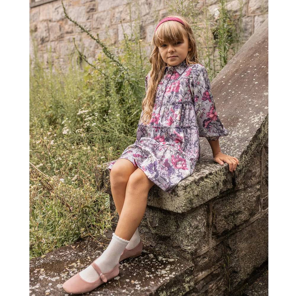 Purple Floral Satin – Dress