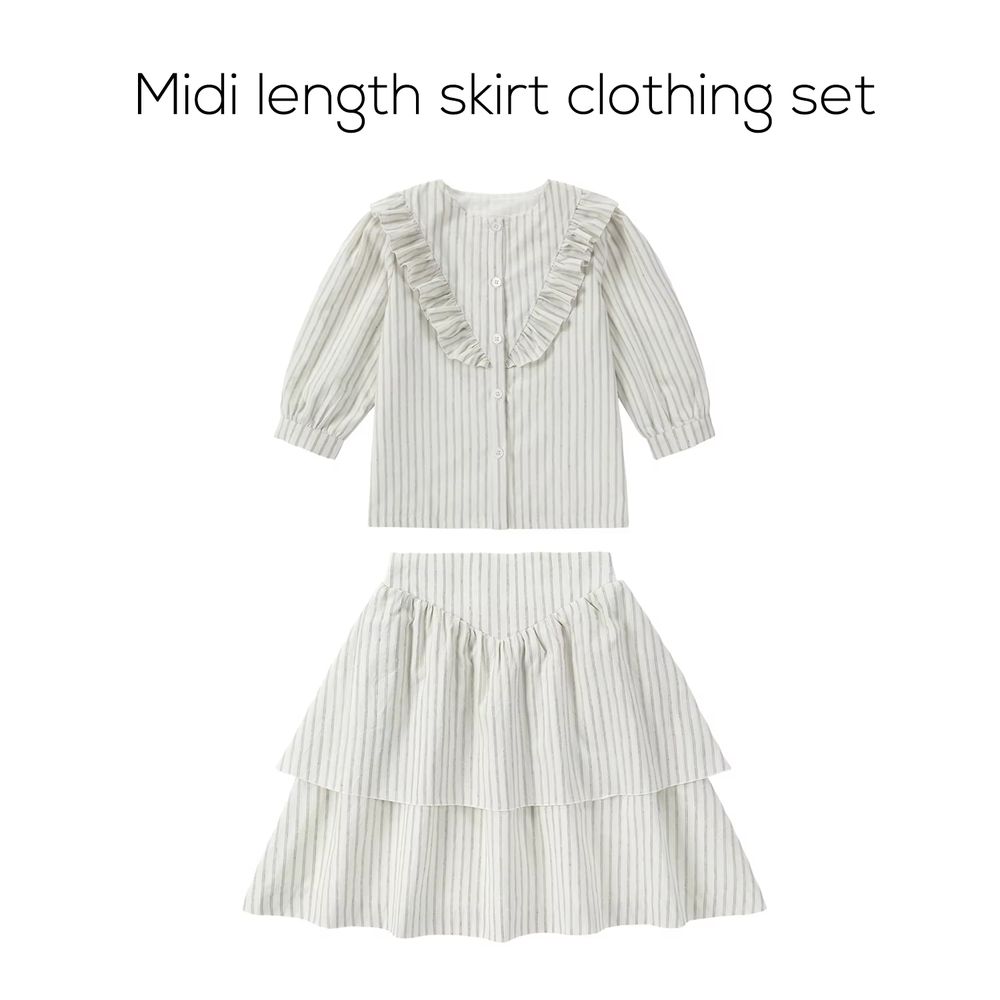 Santorini Stripe Collection – Midi Skirt Set