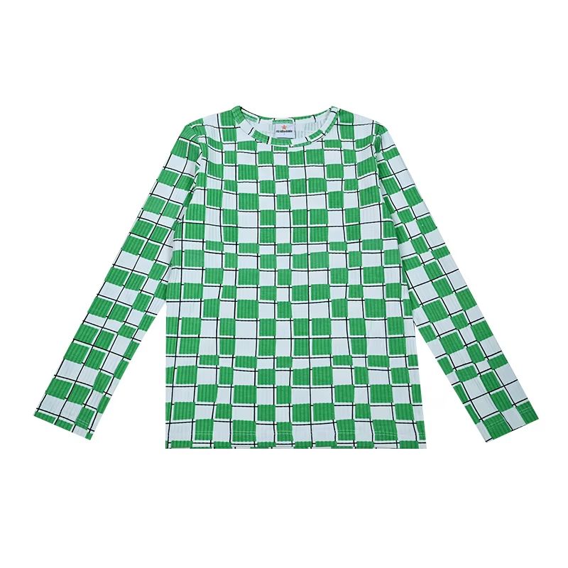 Patchwork Denim Set Tee – Long Sleeve Green