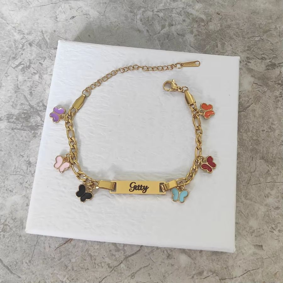 Personalised Heart & Butterfly Baby Bracelet