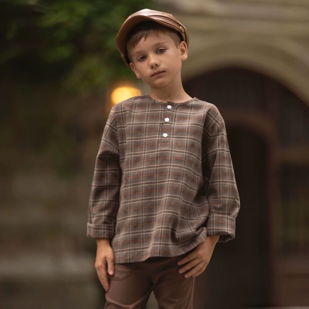 Chestnut Plaid – Brown Knit Leggings