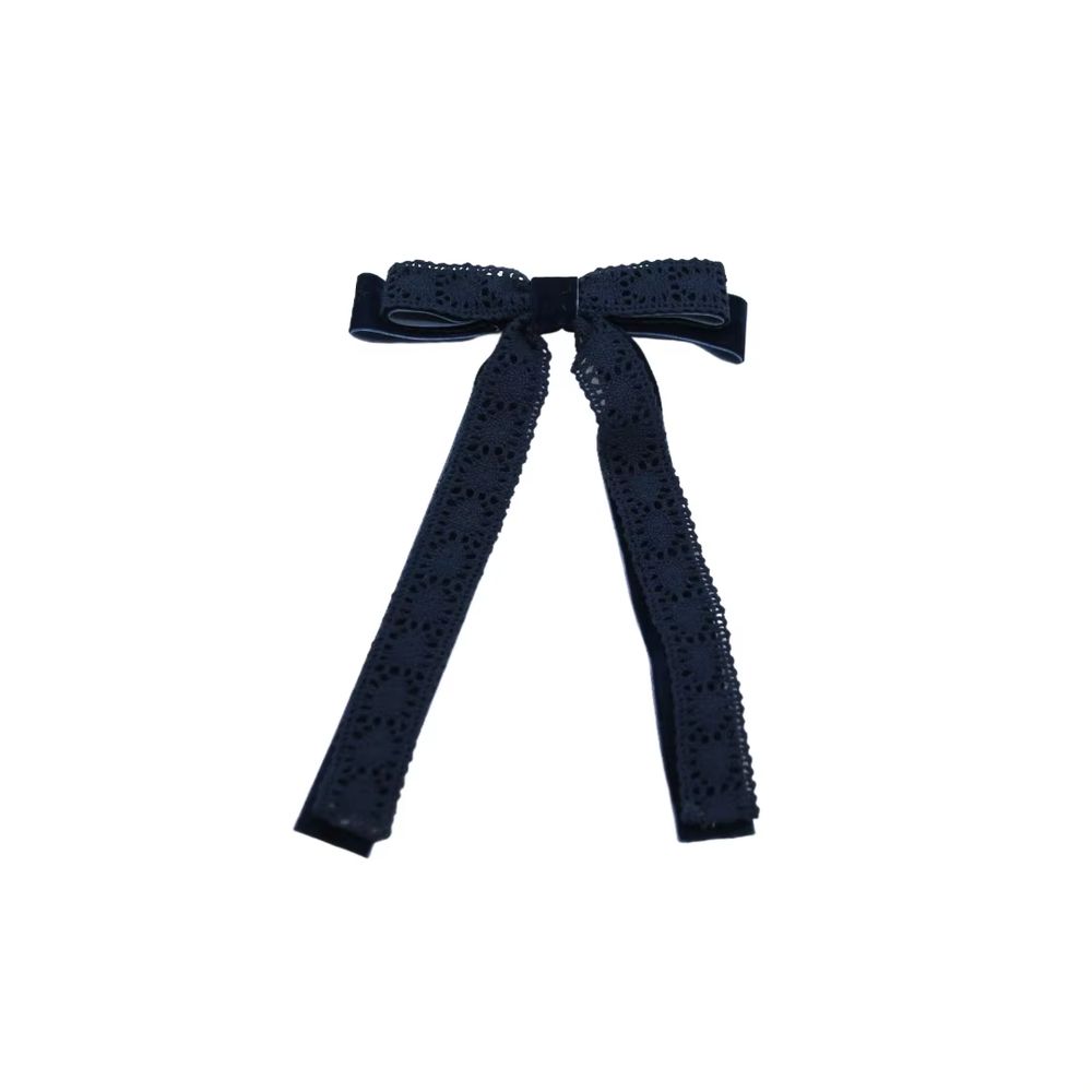 Black Floral Velvet Bow Headband Large Hair Clip