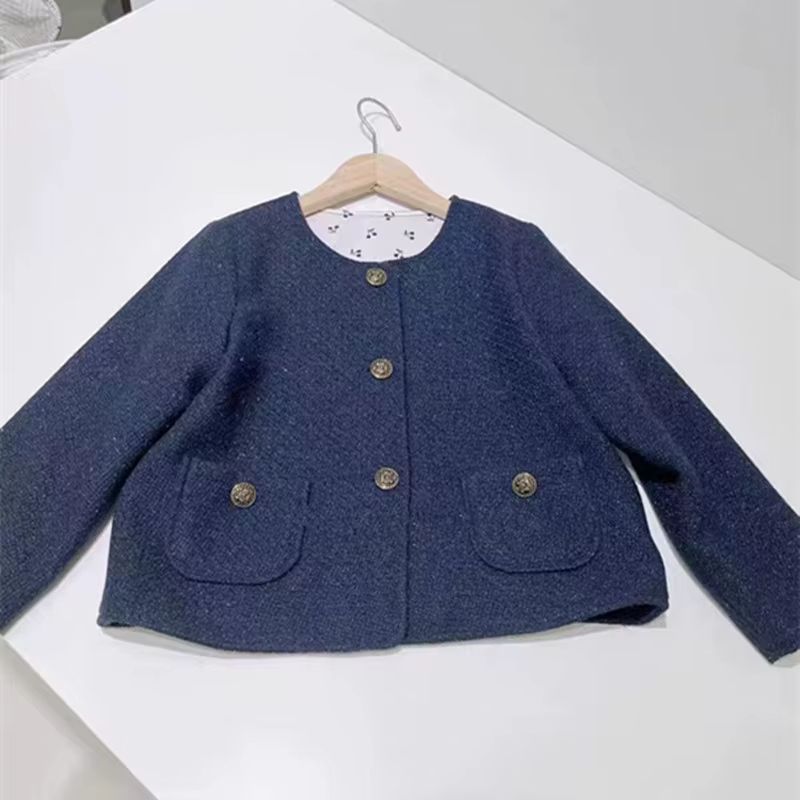 Girls' Navy Button Cardigan