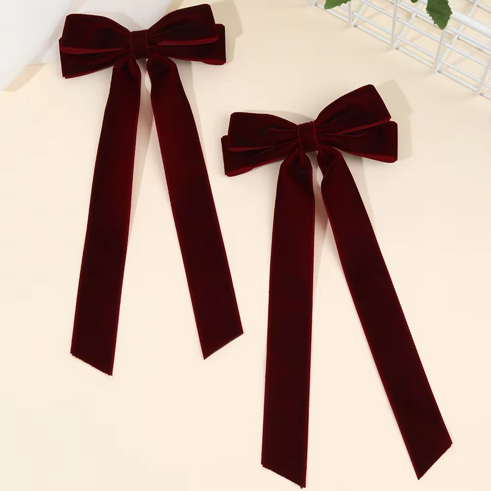 Velvet Long-Tail Bow Hair Clips – 2 Pack