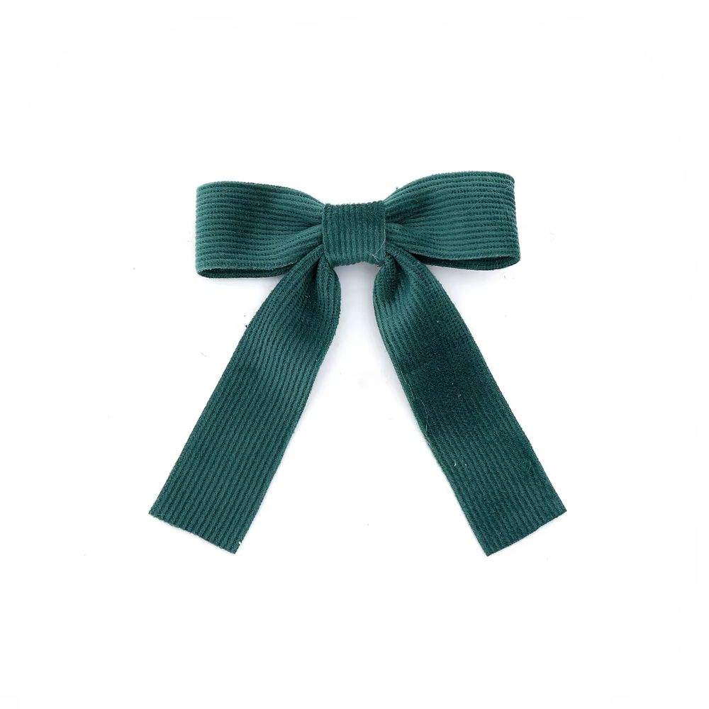 Dark Green Velvet Bow Headband Medium Hair Clip