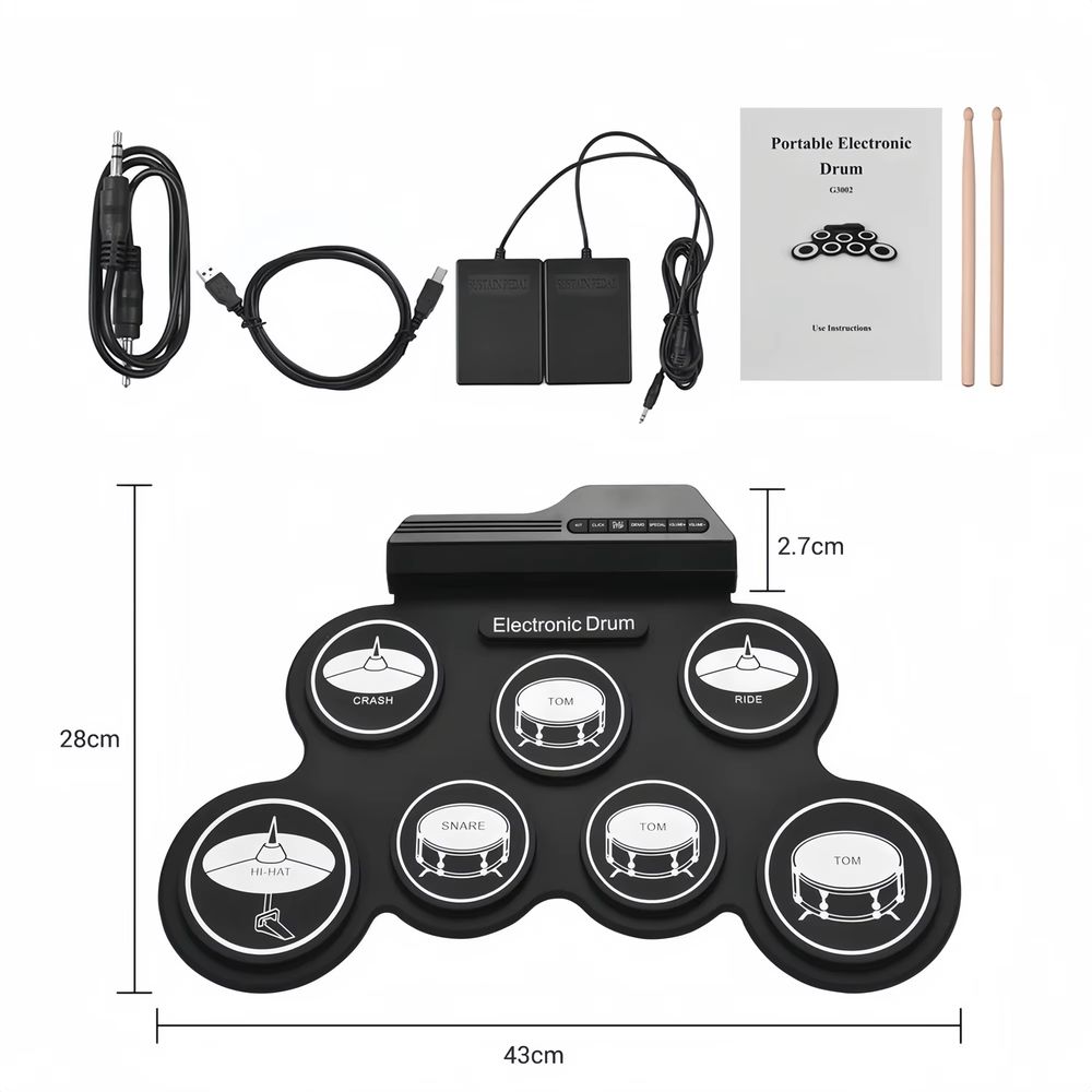 Roll-Up Electronic Drum Kit – Black Icon Edition