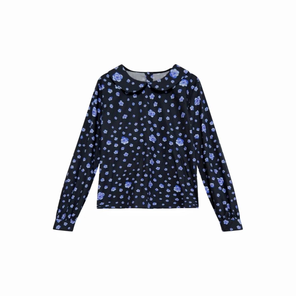 Elegant Blue Floral Collection – Girls Floral Shirt – Barcali AW26