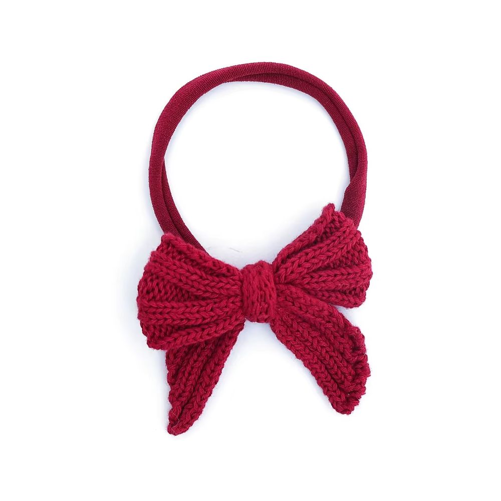Wine Floral Velvet Bow Headband Baby Headband