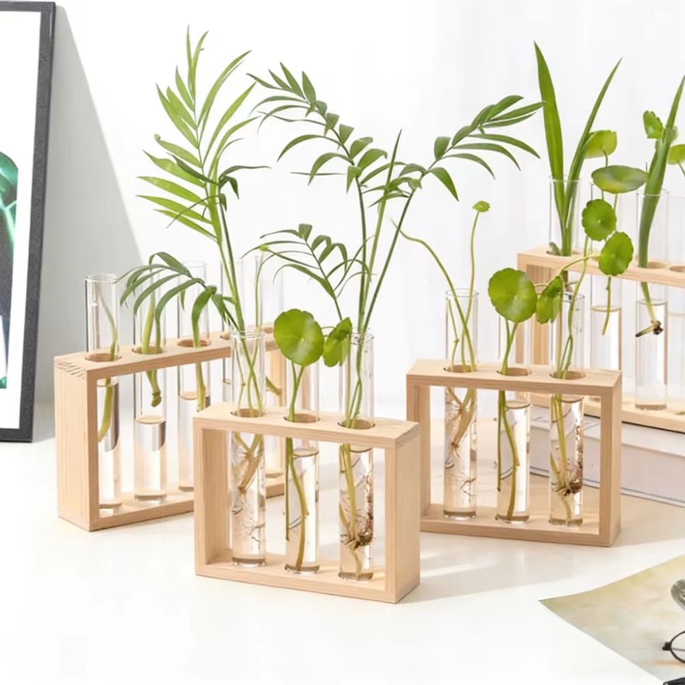 Wooden Test Tube Propagation Vase