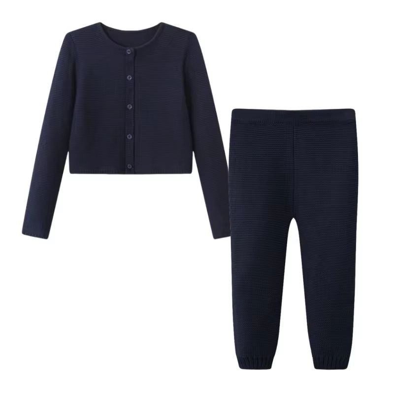 Silk Wool Knitting Collection – Navy Long Set
