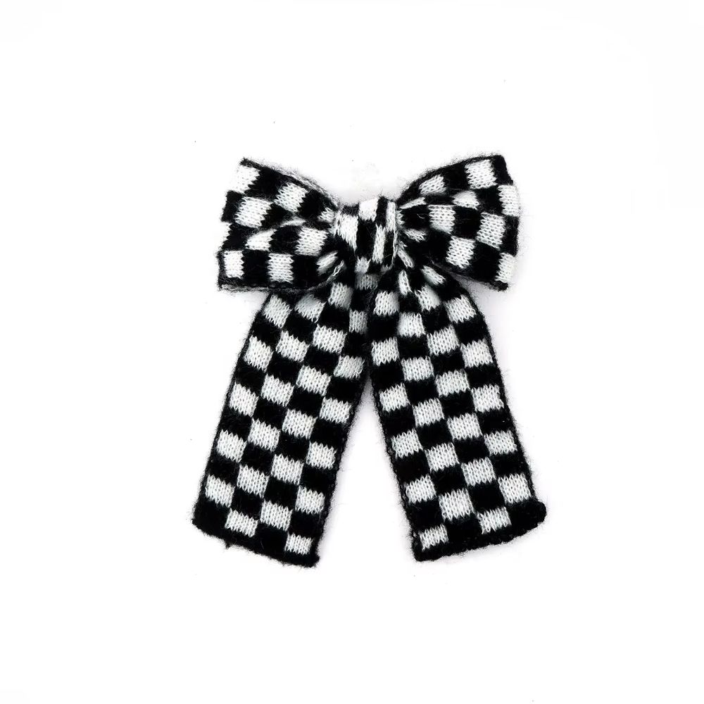 Checkered Knit Headband Medium Hair Clip