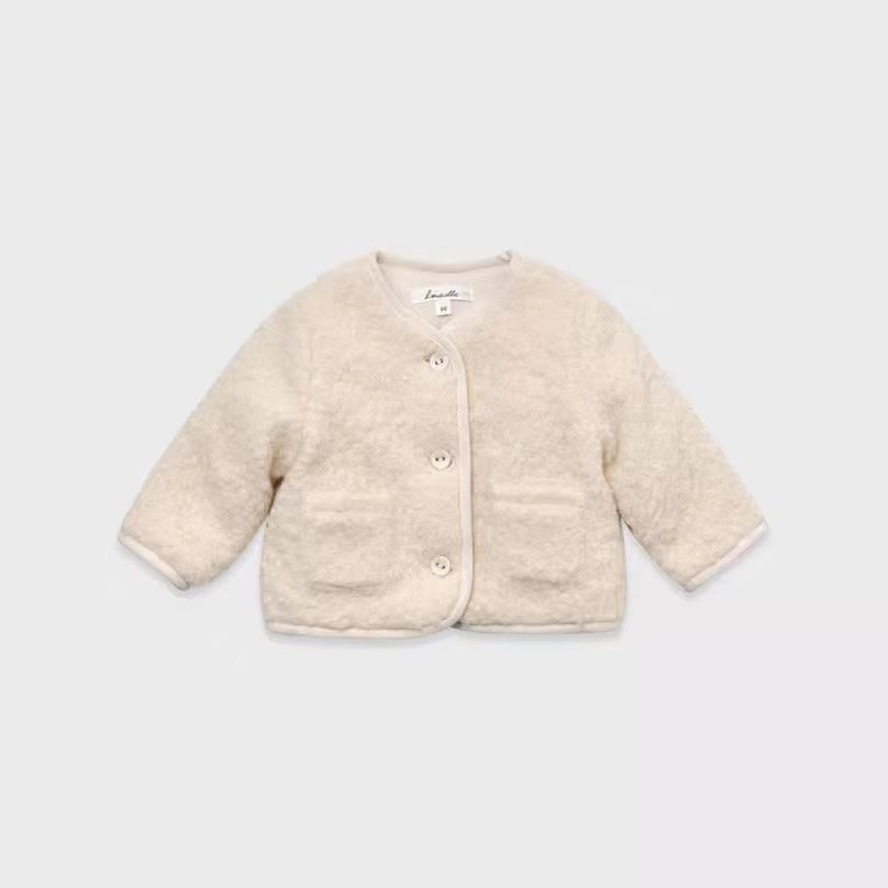 Girls' Ivory Textured Knit Cardigan