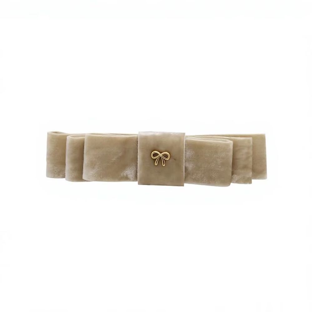 Tan Velvet Bow Clip – Ali Picks AW26