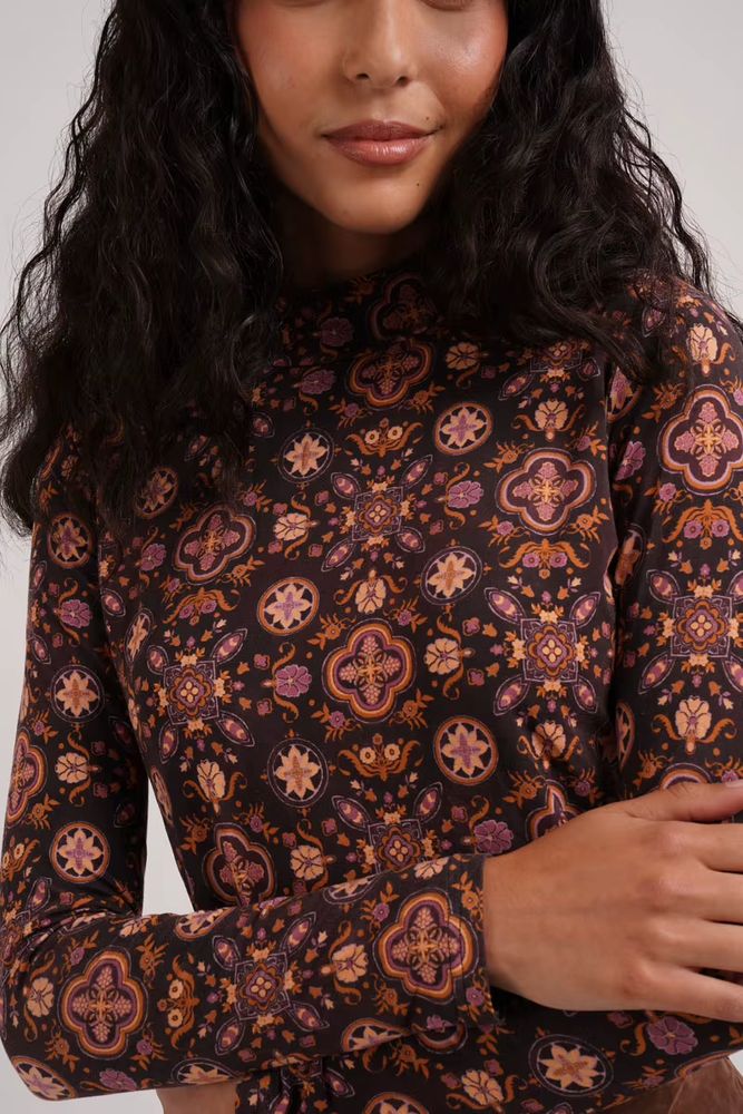 Retro Corduroy Collection – Brown Print Mockneck – Ali Specials AW26