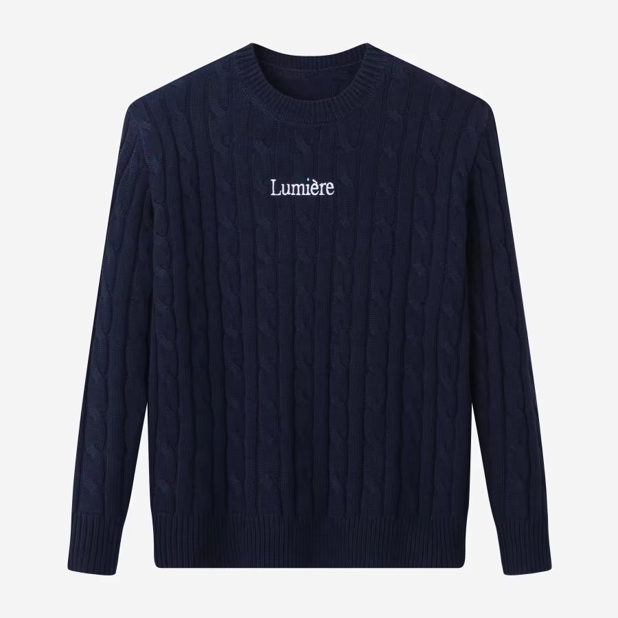 Pinstripe Collection – Navy Cableknit