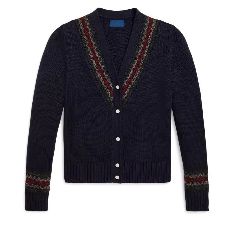 Girls' Navy Wool-Knit Cardigan