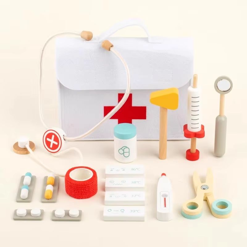 Wooden Doctor Kit with Bag