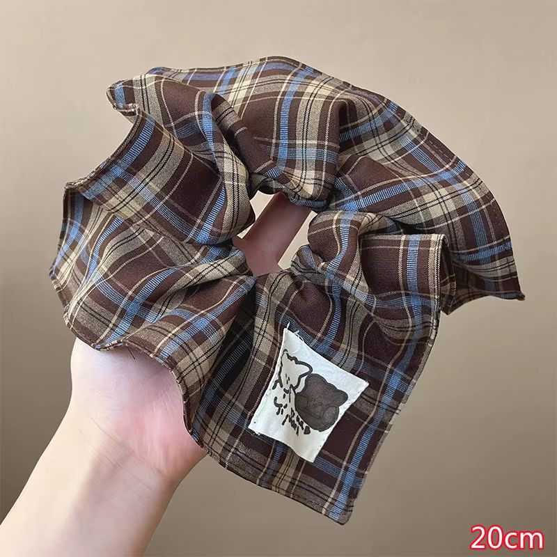 Square Plaid Scrunchie Women Girls Elastic Hair Rubber – Square