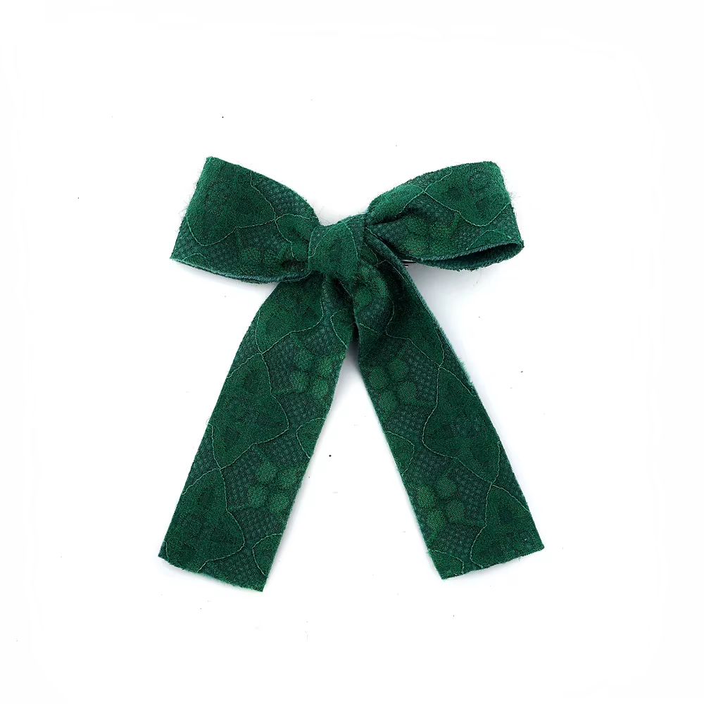 Plush Lace Hair Bow Clips Medium Hair Clip