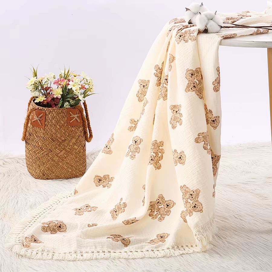 Bear Muslin Baby Blanket