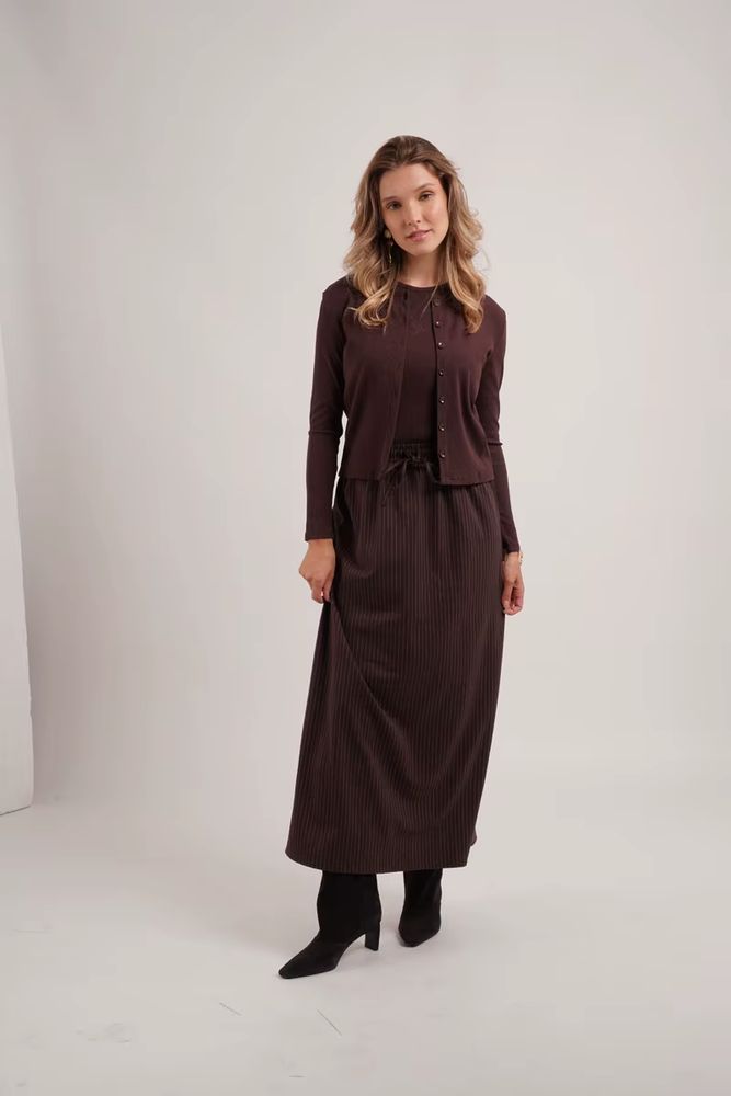 Pinstripe Collection – Burgundy Dress
