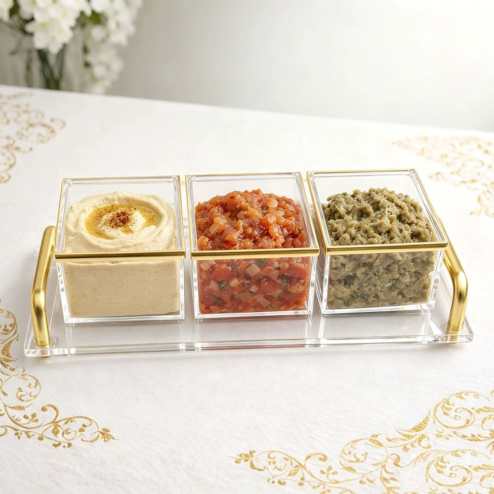Lucite Tray & Salt Cellar Set