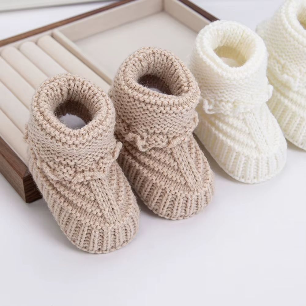 2Pcs/Pair Baby Knit Socks 0-12M Solid Cochet Walking Socks