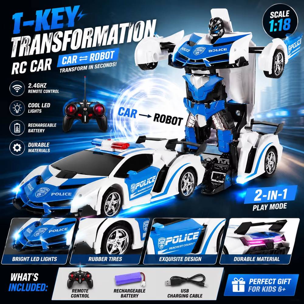 LED Transforming Robot Car