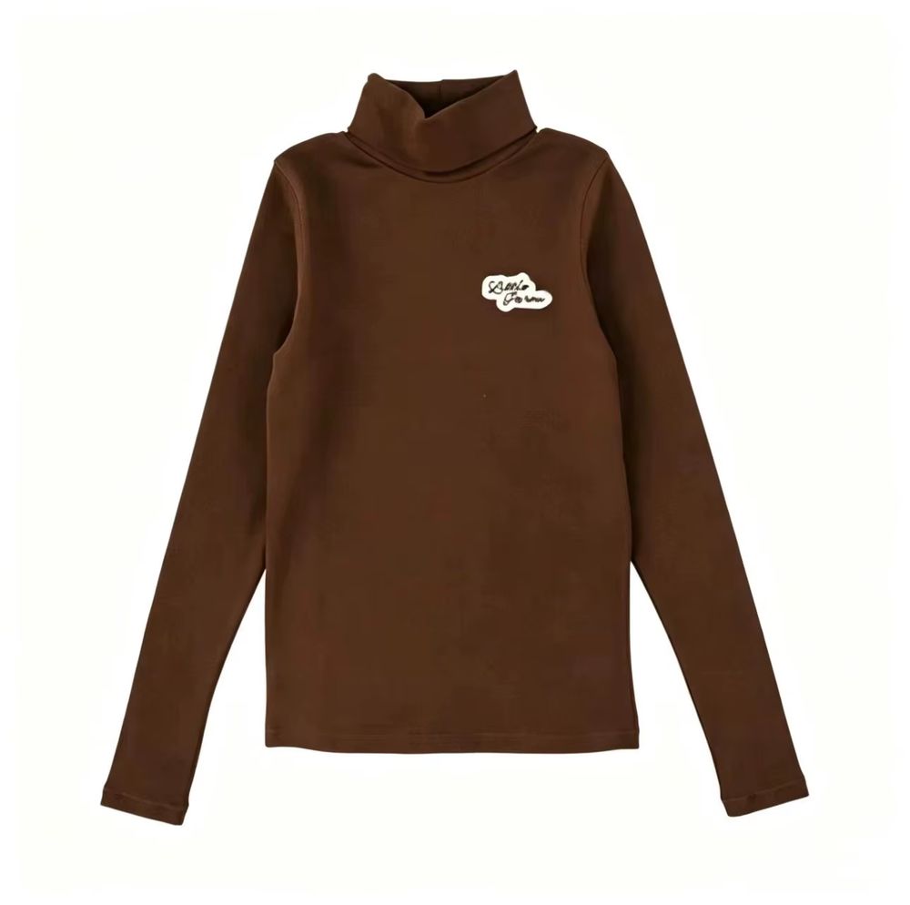 Kids' Brown High-Neck Motif Top