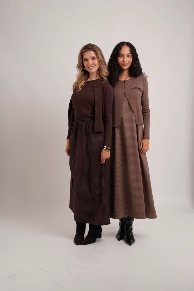 Pinstripe Collection – Brown Cardigan