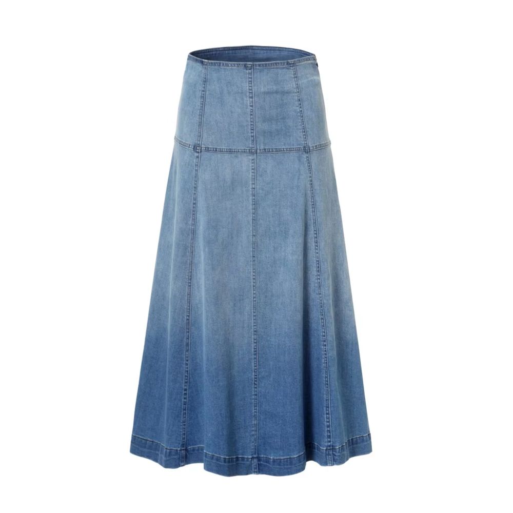Panel Pleated Washed Denim – Denim Blue