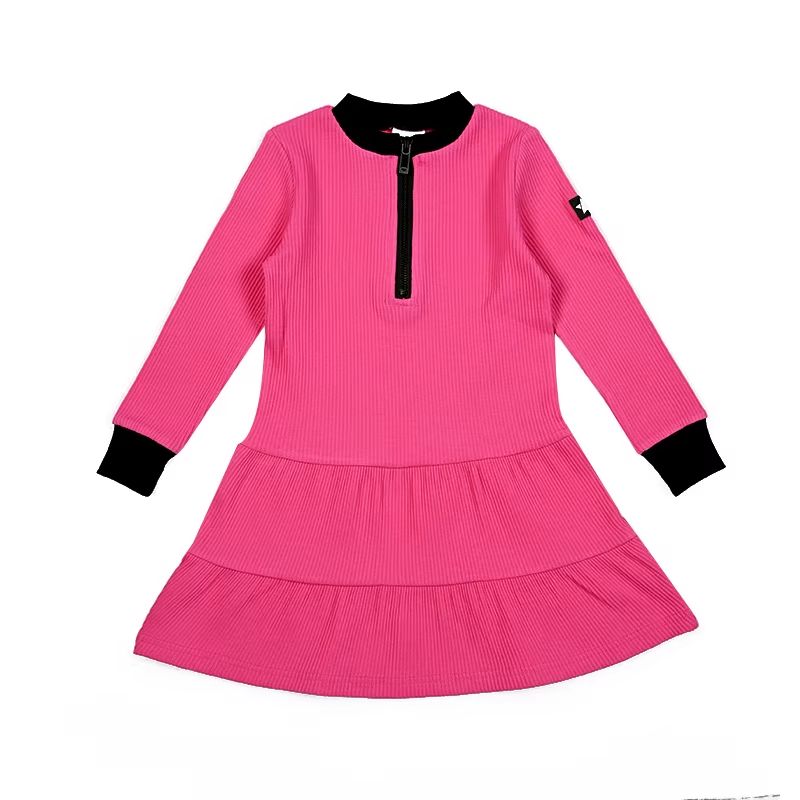 Leather Pocket Ribbed Collection – Pink Long Dress